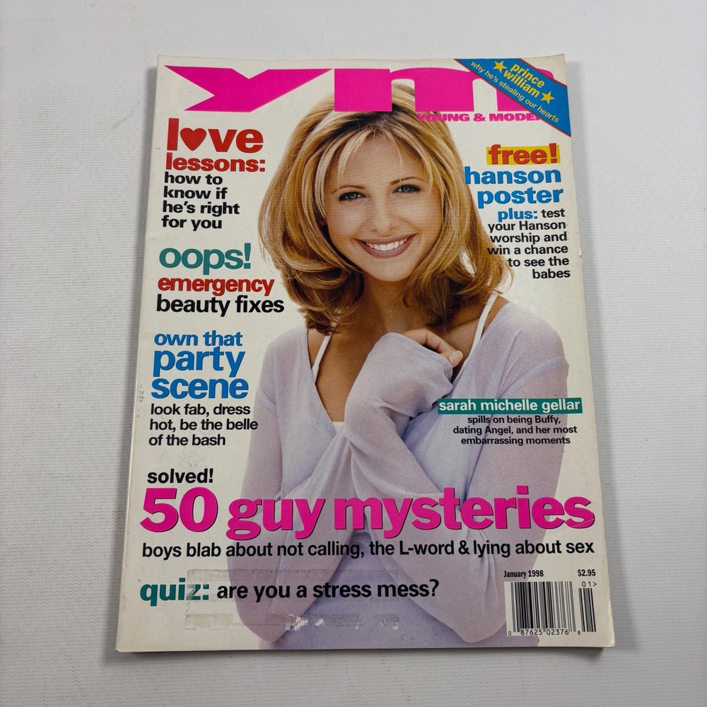 YM Magazine January 1998 Sarah Michelle Gellar Buffy Hanson Poster Vintage 90s